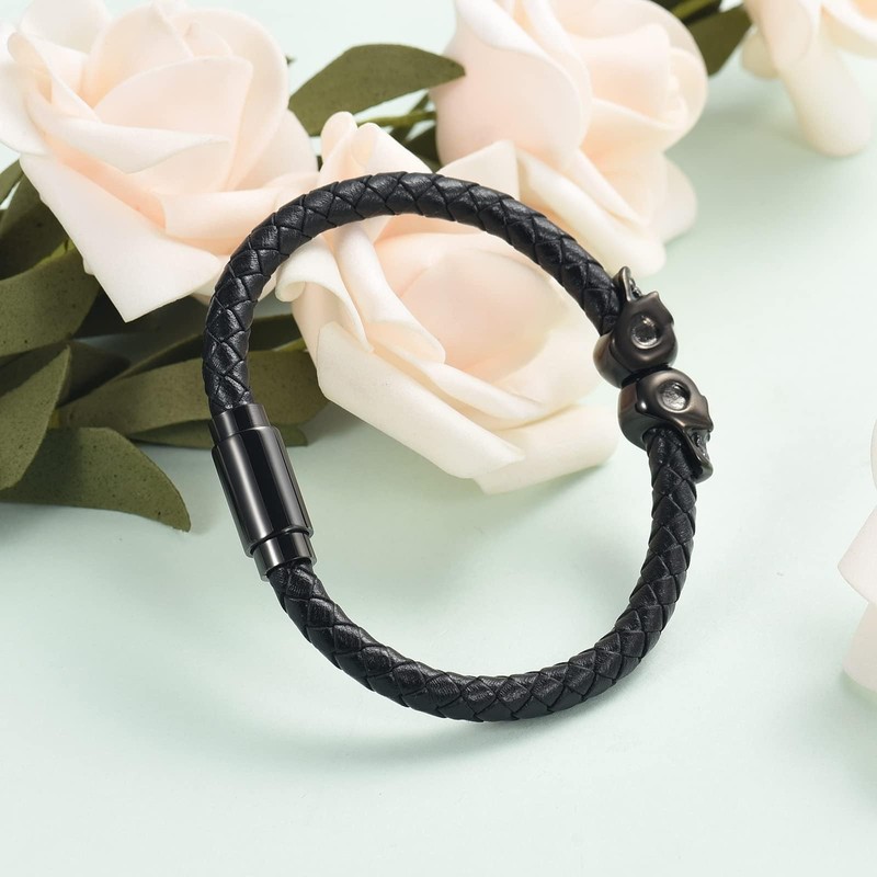 Cremation Jewelry Skull Urn Bracelet for Ashes for Men Women