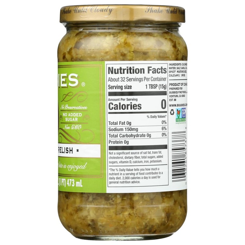 Bubbie's Kosher Dill Relish | 1 Jar | 16oz