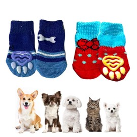 LAJUP 2 Sets of Non-Slip Socks for Dogs, Adjustable Indoor Dog Grip Socks with Straps, Dog Socks for Hardwood Floors, Pet Indoor Non-Slip Socks, Paw Protection (L)