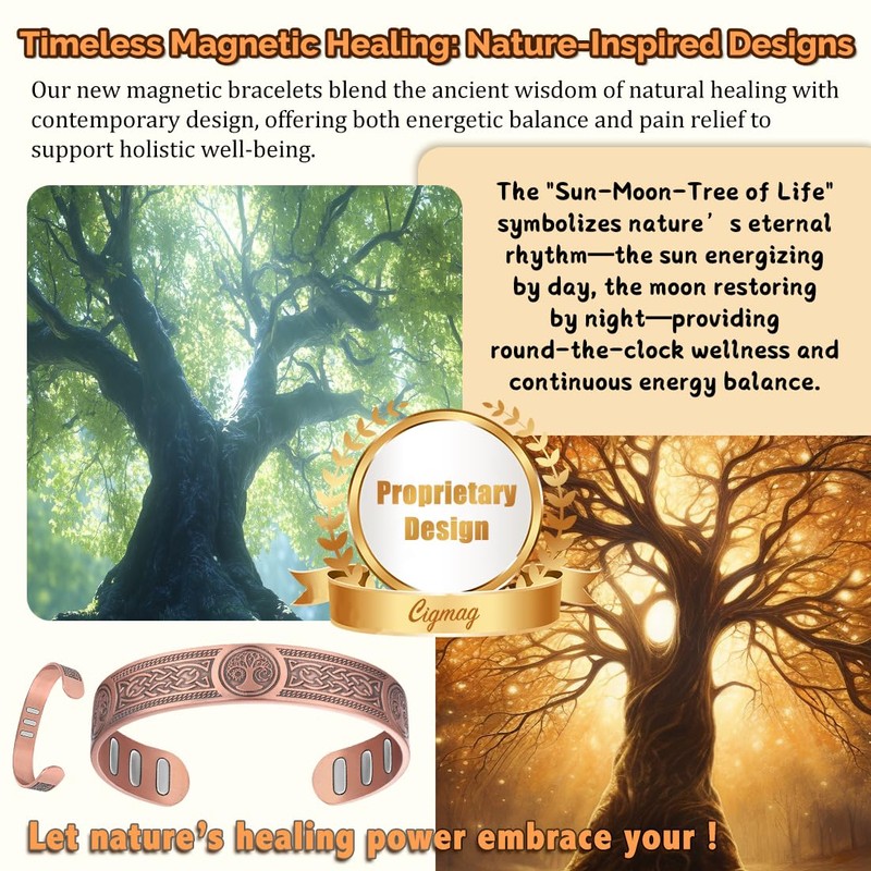 Cigmag Copper Magnetic Bracelet for Men, with Powerful 9X 5000