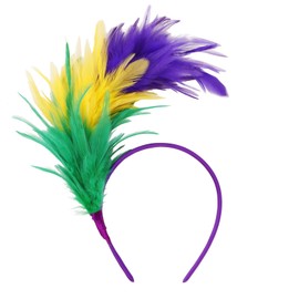 BAHABY Mardi Gras Headband 1920s Headpiece for Women Feather Headbands for Women Carnival Parade Party Hair Accessories