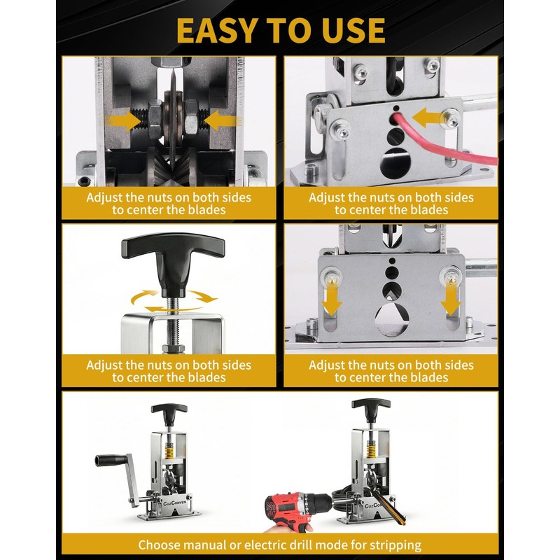 CuzConven Wire Stripper Machine,0.03-1 Inch Wire Stripping Machine with Hand