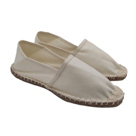 Mens Womens Canvas Espadrilles Summer Shoes Slip On Classic Flat Espadrilles Rubber Bottom, beige, 43 EU
