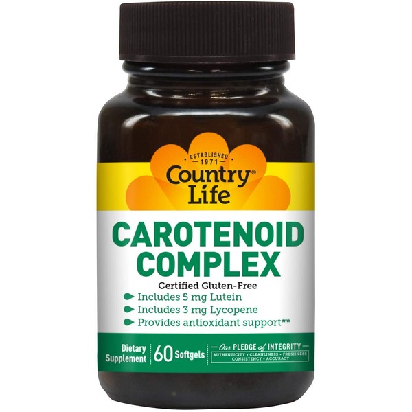 Country Life Carotenoid Complex - 60 Softgels - Includes Vegetable Medley - Antioxidant Support - Lutein and Lycopene