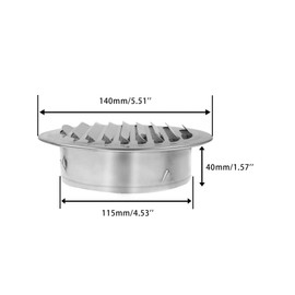 5''Round Soffit Air Vent TTZEZE 304 Stainless Steel Louver Grille Cover Circular Wall Air Ventilation with Built-in Mesh for Home Office Kitchen Wall Ceiling 1 Pack