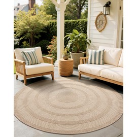 LUMI Jute Area Rug 4x4 Round for Living Room, Natural Handwoven Rugs Non Slip, Farmhouse Braided Carpets No Shedding for High Traffic, Dining Room, Indoor, Outdoor, Patio, Beige