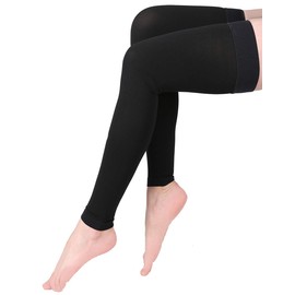 KEKING® Medias de compresión hasta el muslo sin pies, unisex, 20-30 mmHg, mangas de compresión con banda de silicona antideslizante, opacas, tratamiento de hinchazón, venas varicosas, edema, negro, 3XL