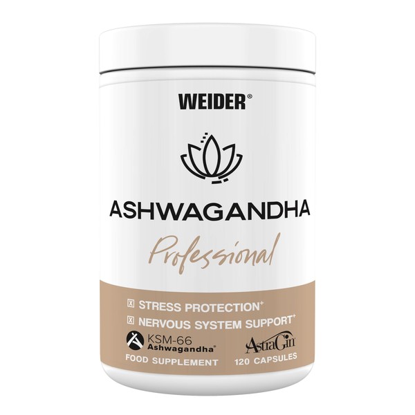 WEIDER Ashwagandha Professional Capsules High Dose with High-Quality KSM-66 Ashwagandha, Indian Sleep Berry Plus AstraGin, Magnesium and Vitamin C, 120 Capsules, 60 Servings