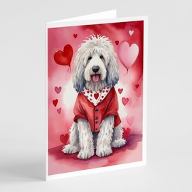 Caroline's Treasures DAC5373GCA7P Komondor My Valentine Greeting Cards Pack of 8 Blank Cards with Envelopes Whimsical A7 Size 5x7 Blank Note Cards