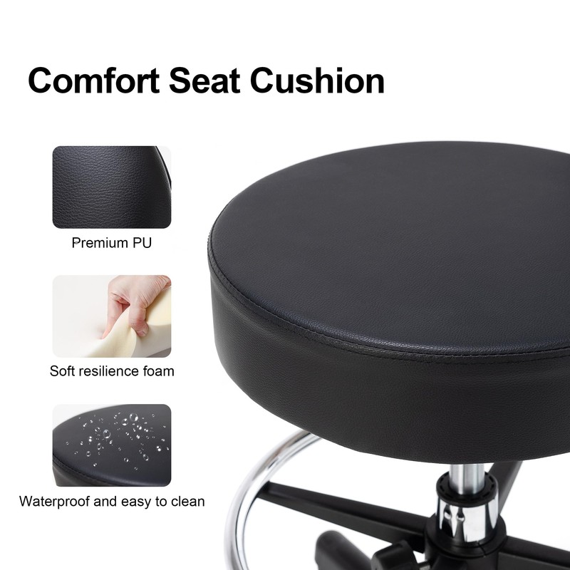 Frassie Drafting Chair with Back Adjustable Spa Bar Rolling Stool