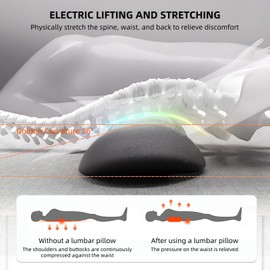 lewitools 3-in-1 Powered Lumbar Pillow with Airbag & Heat | Adjustable Height for Bed & Chair | Back Support & Massage Pillow for Relaxation (Black)