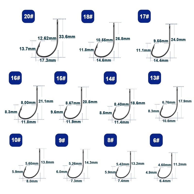 9KM DWLIFE 100 Pcs Round Seago Hooks with Ken, Black,
