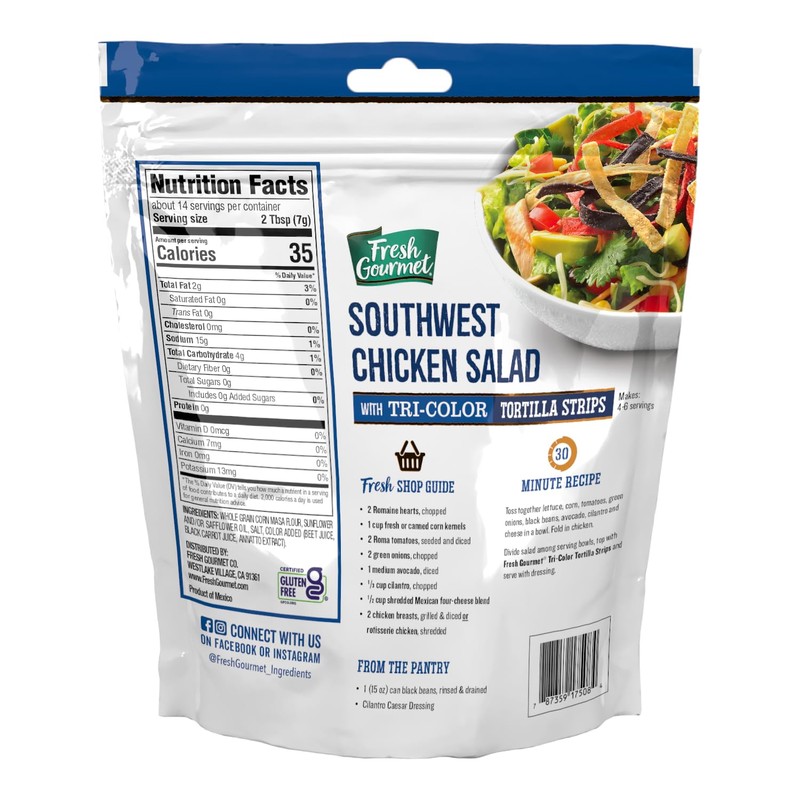 Fresh Gourmet Tri | Color Tortilla Strips | 3.5 Ounce,