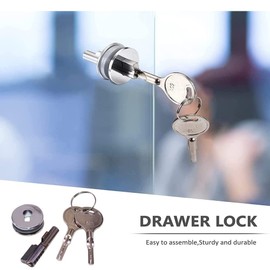 Glass Lock, Sliding Glass Door Lock with Key, Suitable for Trademark Collection Cabinets, Sliding Glass Door Cabinets, for Glass Thickness 0.12 - 0.23 Inches