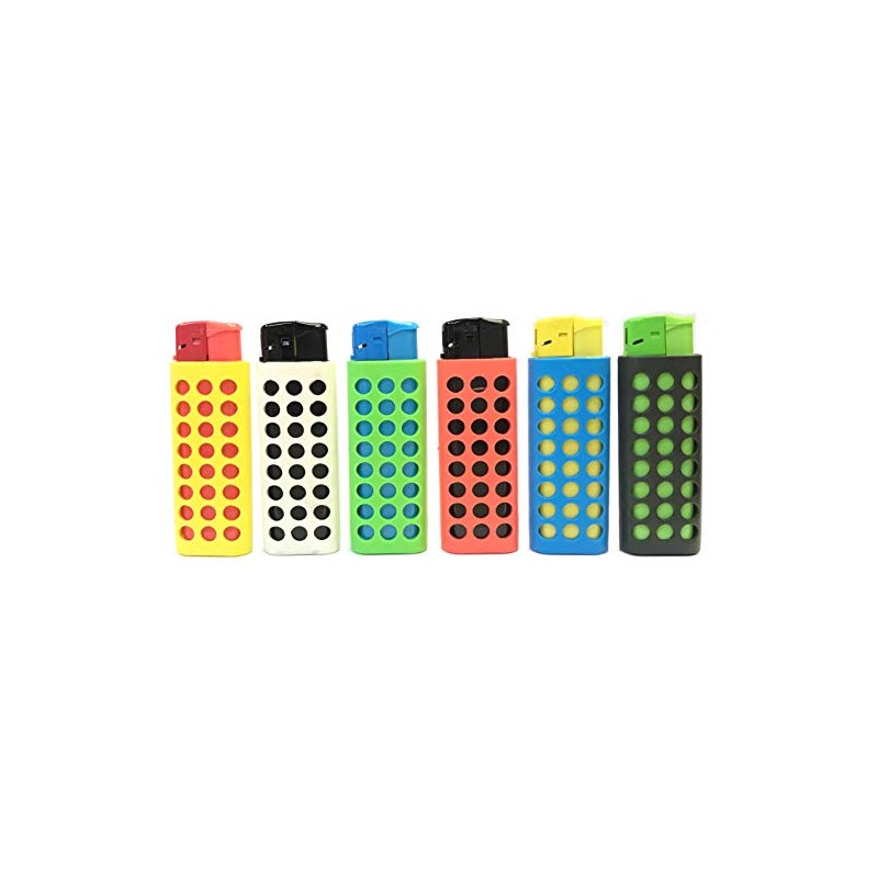 HHB Eclipse Assorted Refillable Electronic Regular Flame Lighter W/Silicone Sleeve,