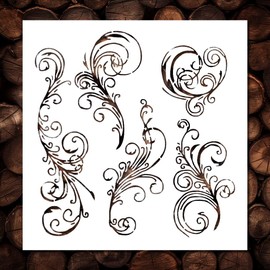 Flower Acanthus Leaf Scroll Stencil Template - Reusable Floral Fancy Flowers Stencils for Painting on Wood, Glass, Wall Rock, Walls, Canvas, Glassware, Spray Painting, Airbrushing, Crafts (10x10)