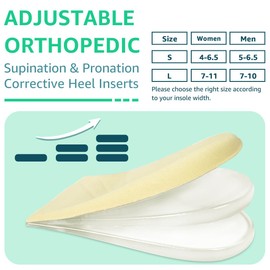 Skyfoot 3 Layers Adjustable Heel Wedge Inserts for Supination & Pronation Correction, Adhesive Medial & Lateral Heel Insoles for Bow Legs, Knee Pain, Foot Alignment (L: W 7-11, M 7-10, Beige)