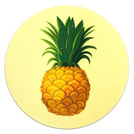 Novel Merk Pineapple Fruit Vinyl Stickers - 2” Round Individual Decals for Laptop, Water Bottle, Party Favors, & Decor - Adheres to Clean Surfaces Waterproof & Repositionable (20 Pack)