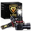 GLOWBRI HIR2/9012 Light Bulbs,6500K Cool White Hi/Lo Beam Fog Light