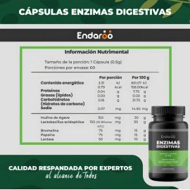 Enzimas Digestivas Probióticos Y Prebióticos 60 Cápsulas l Bromelina, Papaina y Lactasa