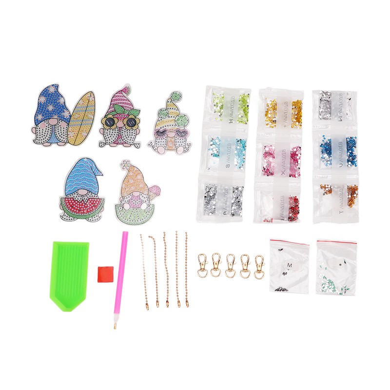 DIY Rhinestone Painting Keychains Cute Dwarfs Shape Stress Relief Improve