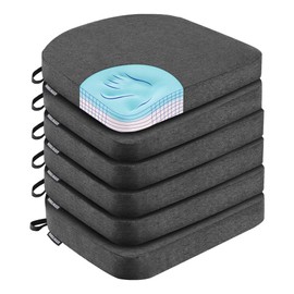 Nordjager Dining Chair Cushions Set of 6 Memory Foam Chair Cushion, Comfortable Dining Chair Pad Removable Slip Resistant Kitchen Chair Seat Cushion (6 Piece, Dark Grey)