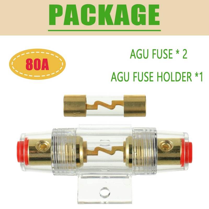 SIGANDG 4-8 Gauge AWG in-line Fuse Holder with 80A AGU
