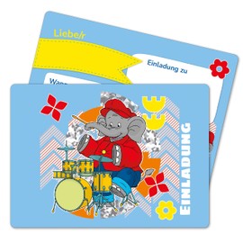 Papierdrachen Benjamin Blümchen 12 Invitation Cards for Children's Birthday Party DIN A6 Invitation Cards for Boys and Girls up to 10 Years