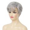 Salaibs Grey Short Curly Wigs for Women with Fringe, Natural