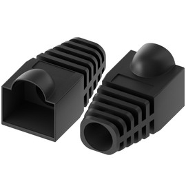 CableGeeker 100-Pack Cat6 / Cat5e RJ45 Strain Relief Boots, RJ45 Boot, Cat 6 Boot, Cat6 Ethernet Boots, Suitable for 6.5mm(0.26in) Ethernet Cables (Round-Press Black)