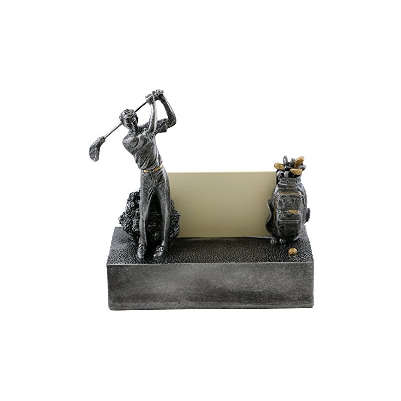 Three Star Golfer with Golf Clubs Business Card Holder