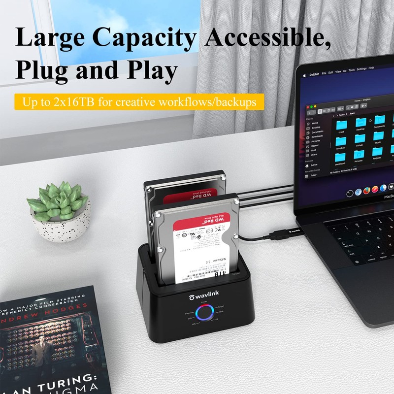 WAVLINK Dual Bay External Hard Drive Dock, USB 3.0 to