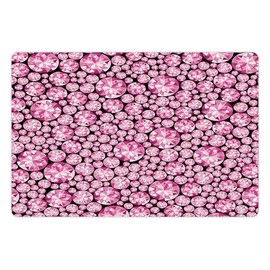 Lunarable Feminine Pet Mat for Food and Water, Big Vivid Diamond on The Dark Background Engagement and Wedding Themed Print, Non-Slip Rubber Mat for Dogs and Cats, 18" X 12", Pink