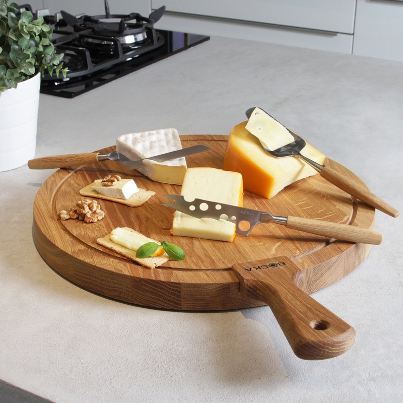 BOSKA "Cheesy Oak/Stainless Steel Cheese Knife, Silver/Brown