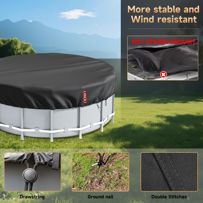 LXKCKJ 12 Ft Round Pool Cover, Solar Covers for Above