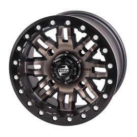 4/156 Tusk Teton Beadlock Wheel 14x7 4.0 + 3.0 Smoke/Black For Yamaha YXZ1000R 2019-2025