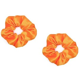 Mytoptrendz® 2 PCS Hair Scrunchies for Women Hair Ties Luxurious Soft Silky Satin Traceless Ponytail Holder Elastic Bobbles Girls Long Fine Thick Curly Hair ((Orange)