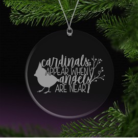 BAD BANANAS Memorial Christmas Ornament - Cardinals Appear When Angels Are Near - 3" Glass Ornament - Great Memorial Holiday Gift In Memory of A Loved One Christmas Tree Decoration