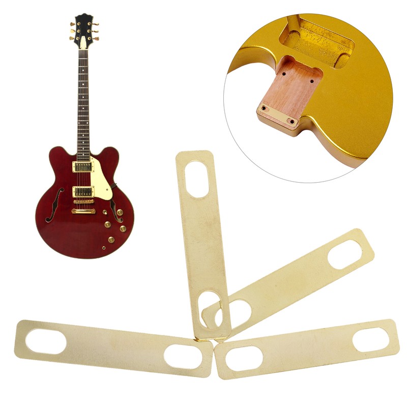 4Pcs Guitar Neck Shim Brass Material Heightening Gasket Set Musical