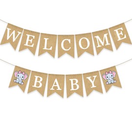 Gankbite Pink Elephant Baby Shower Banner Welcome Baby Girl Safari Elephant Theme Decoration