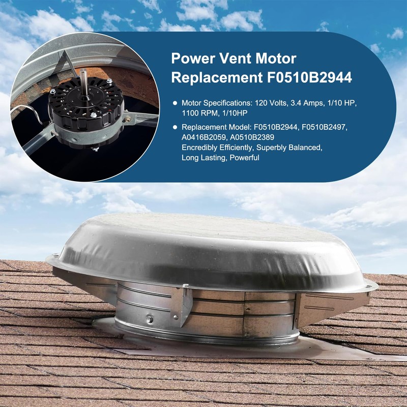 Criditpid F0510B2944, F0510B2497 Power Vent Attic Fan Motor Replacement for