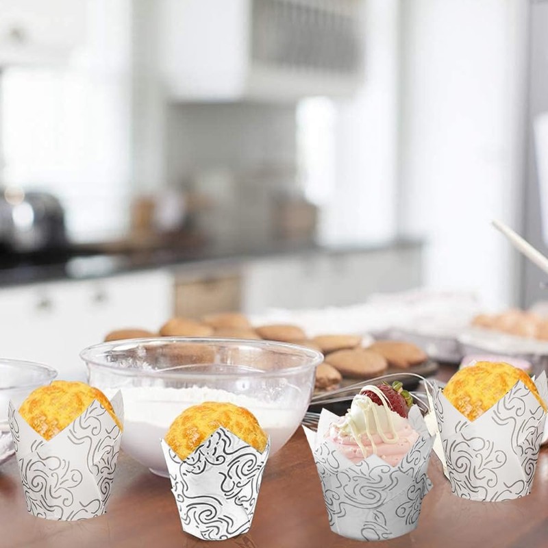 Tulip Cupcake Cases, 100PCS Tulip Muffin Cases, Muffin Liners Disposable