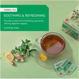 Wissotzky Nana Mint Ginger & Citrus Herbal Tea (3 Pack - 60 Tea Bags) | Zesty Blend | Caffeine Free Tea | Digestive Support