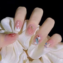 [ALLEVG] Nail Tips, 24 Pieces, Nail Tips, Short, Autumn, Winter, Popular, Cute, Simple, Stylish, Coming of Age Ceremonies, School Entrance Ceremonies, Graduation Ceremonies, Weddings, Parties, Daily