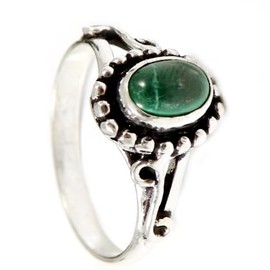 JEWELSTREZOROG Malachit Edelstein-Bandring für Herren und Damen,Geschenkartikel, 925er-Sterlingsilber Bandring handgefertigter Schmuck TSR190F_63 (20.1)