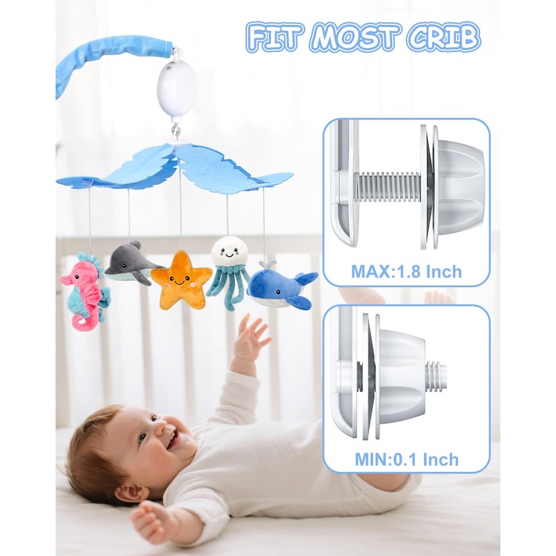 FEISIKE Baby Crib Mobile with 35 Lullabies, 3 Modes Rotation