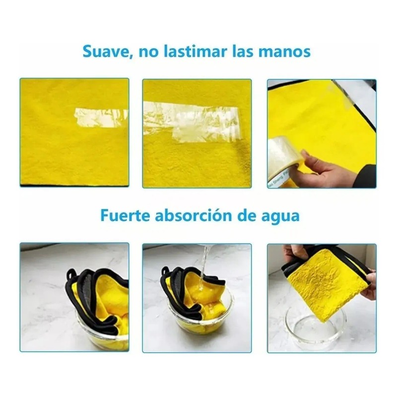 5 Paño Mágico Seco Con Toalla Superfina, 30*40cm Amarillo