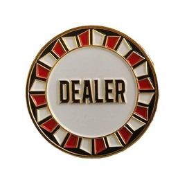 Poker Dealer Button Metal DEALER Chip Game Texas Holdem Playing Cards Casino Quality (Red White)