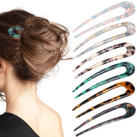 6 Pieces French Style Hair Pins U Shaped Hairpin Acetate Hair Sticks Forks Tortoise Shell Hair Fork Sticks, Leopard Chignon Pin Hair Accessories for Women Girls
