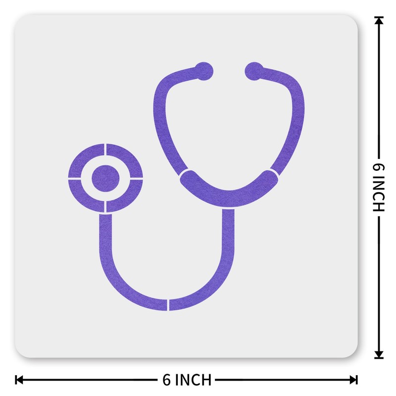 MAGJUCHE Stethoscope Stencil 6 Inches, Reusable Medical Stencil for Painting